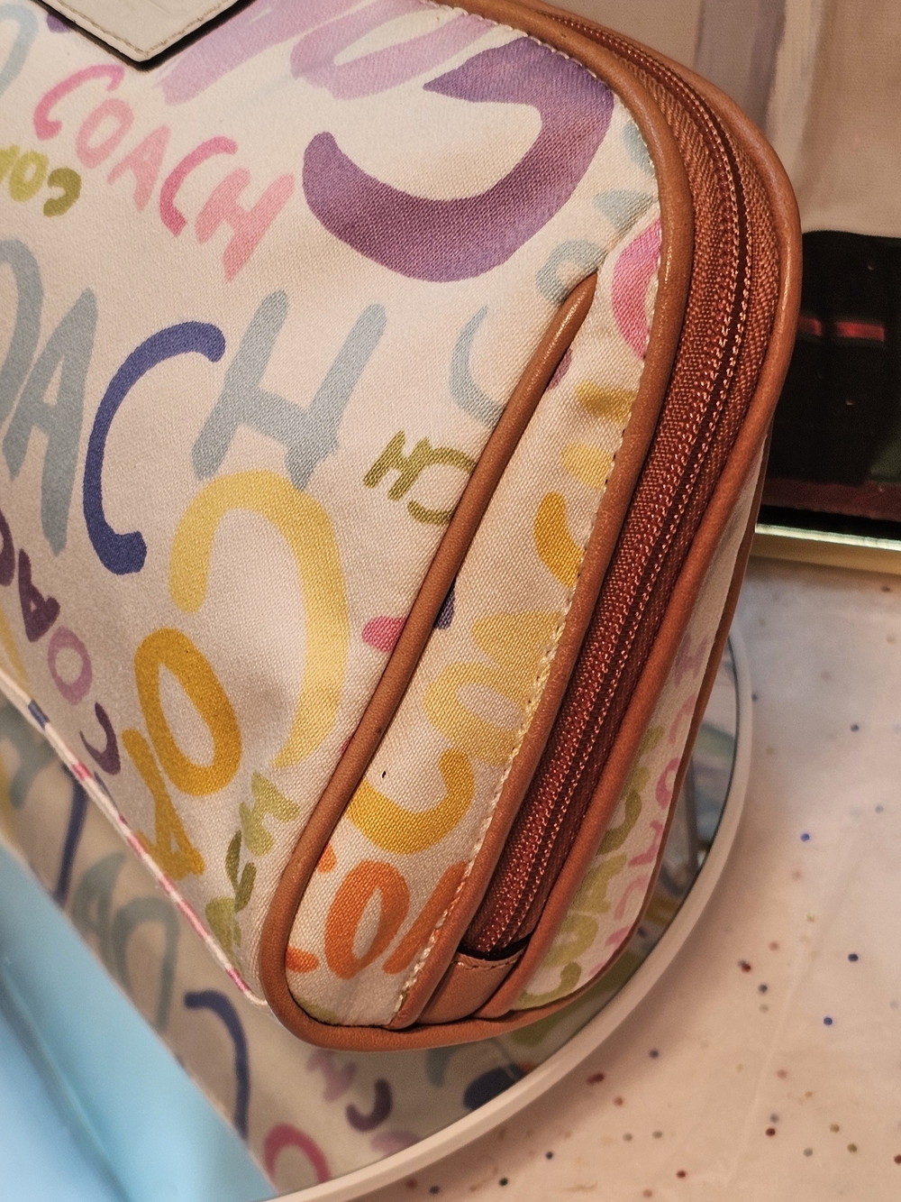 COACH Multicolor Signature Logo Cosmetic Pouch - Picture 7 of 11